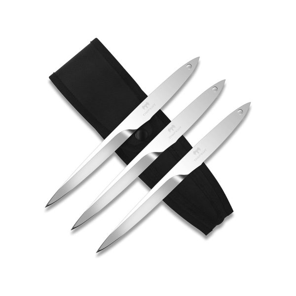 Throwing Spikes 6-Pack Set, 10.11" Length, 0.236" Thickness, Full Tang Stainless Steel Design, Complete with Nylon Sheaths for Recreation and Competition