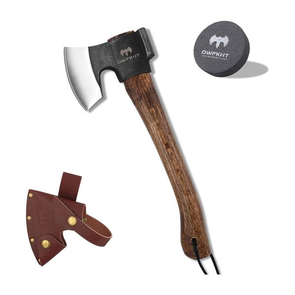 14.4" Hatchet, Camping Axe, Survival Axe with Sheath, Bushcraft Hatchet with 1065 Carbon Steel and Beech Handle for Wood Chopping – Perfect for Outdoor Survival and Adventures