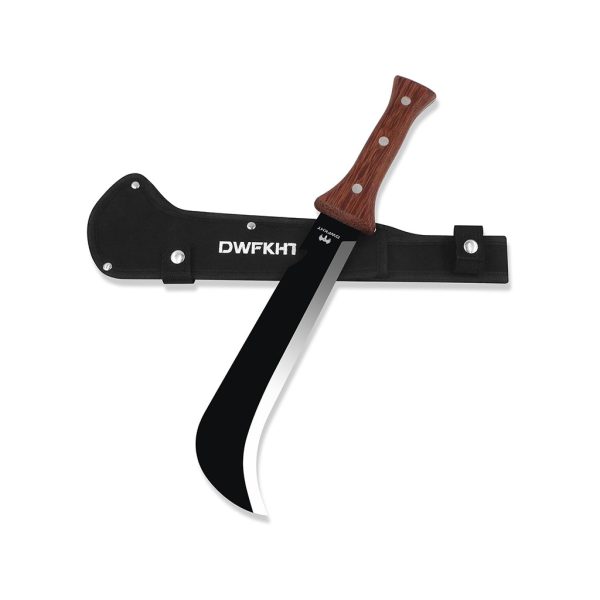 Billhook Sickle Machetes, 15.6" Sharp Machete for Yard Work, Machete for Cutting Trees Heavy Duty, Gardening Machetes with No-Slip Wood Handle and Nylon Sheath, Sickle Knife Machetee for Grass