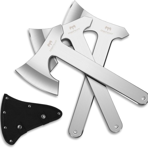 Throwing Axe Set, 10.2" Throwing Axes and Tomahawks Full Tang Stainless Steel with Nylon Sheath, 4.3" Blades Design, Perfect for Axe Throwing Game, Competition and Recreation