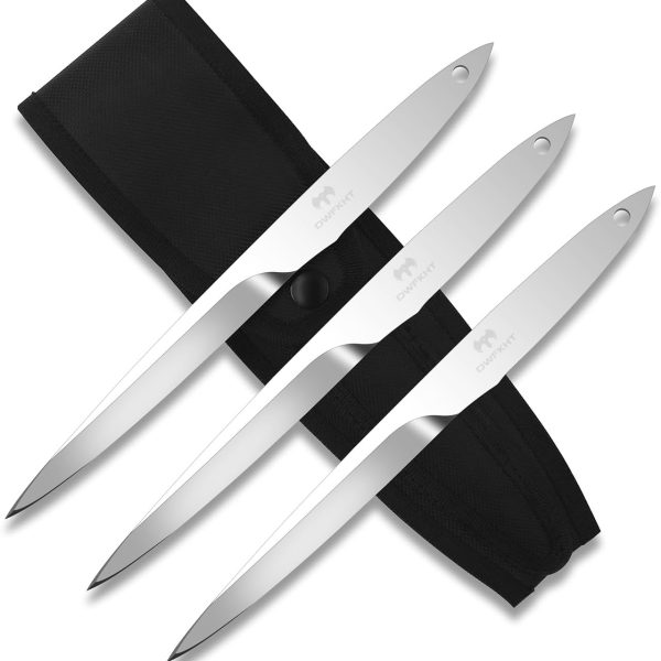 Throwing Spikes 6-Pack Set, 10.11" Length, 0.236" Thickness, Full Tang Stainless Steel Design, Complete with Nylon Sheaths for Recreation and Competition