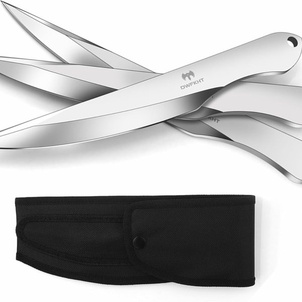 3-Pack Throwing Knives Set, 10.1" Full Tang Stainless Steel, 0.236" Thick, with Protective Nylon Sheaths – Ideal for Recreation & Competition, No Spin Throwing