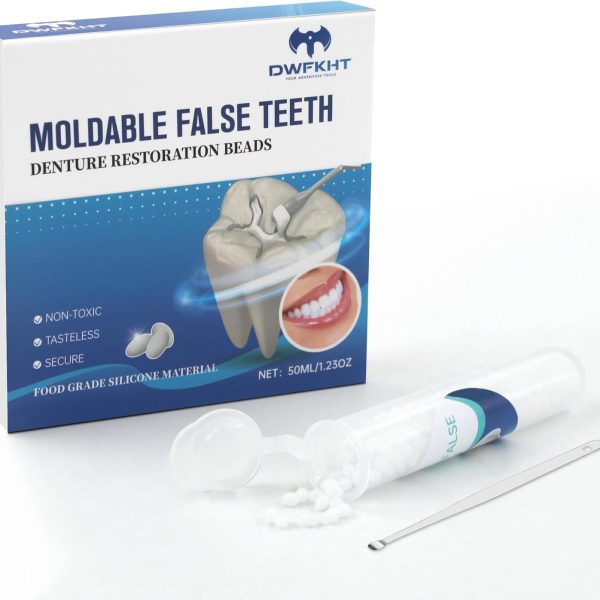 Tooth Repair Kit, Moldable False Teeth, Tooth Replacement Missing Teeth, Teeth Filling Kit Permanent with Tool, Tooth Repair Kit for Broken Teeth, Temporary Tooth Filling Kit, Moldable Teeth（50ML）