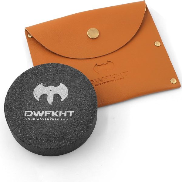 Axe Sharpener - Hatchet/Machete Sharpening Stone, Whetstone Blade & Tool Sharpener, Dual Grit Multi-Purpose Knife Sharpening Stone with Leather Sheath