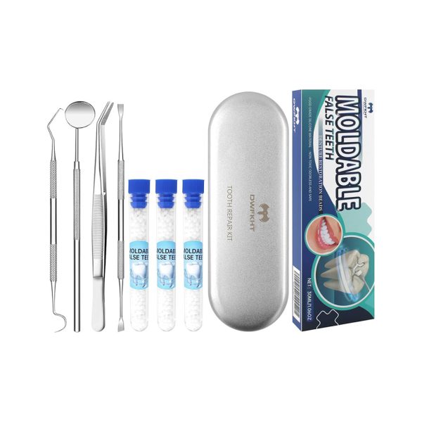 Tooth Repair Kit, Moldable False Teeth, Tooth Replacement Missing Teeth, Teeth Filling Kit Permanent with 4 Dental Tool, Tooth Repair Kit for Broken Teeth, Temporary Tooth Filling Kit, Moldable Teeth